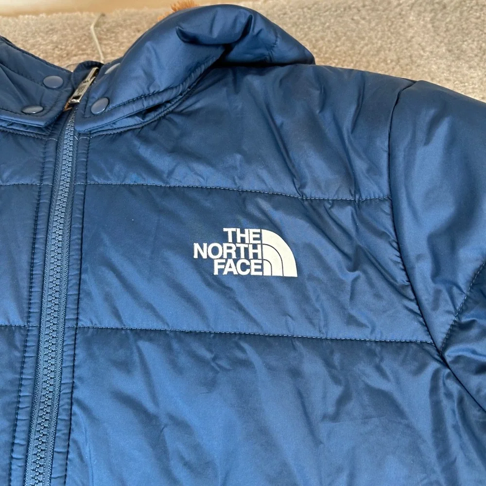 The North Face Reversible Mount Chimborazo Jacket Boys XL Navy Blue Brown Hooded
